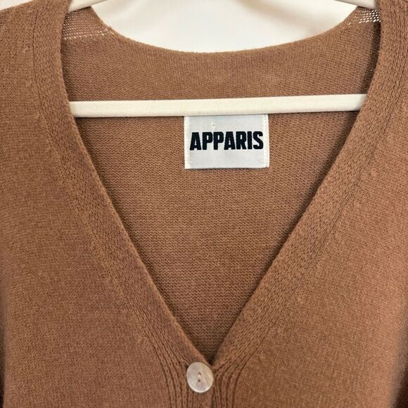 Apparis Italy Stacey Button Up Cardigan Wide Sleeve vegan cashmere Camel Brown - Picture 16 of 16